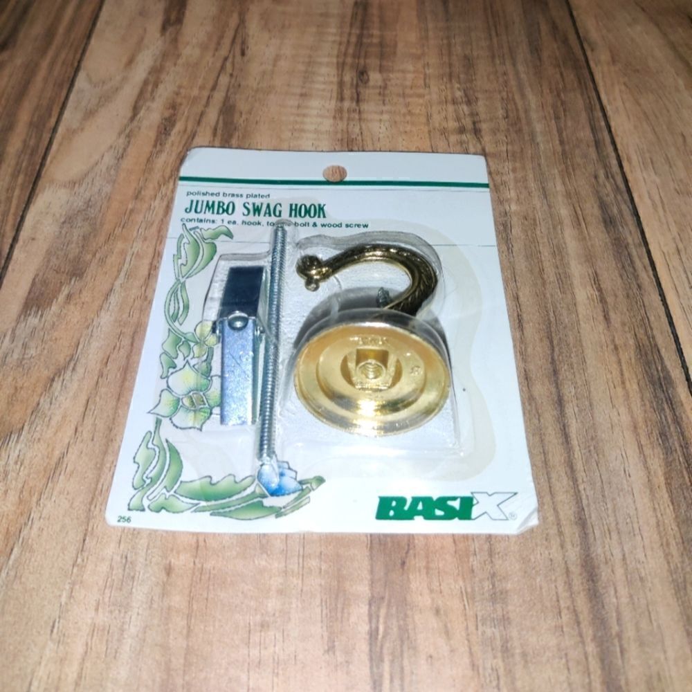 Basix Jumbo Swag Hook Gold Color Polished Brass Plated